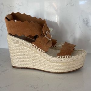 Chloe Lauren Espadrilles wedge platform sandals size 41 Brown Suede